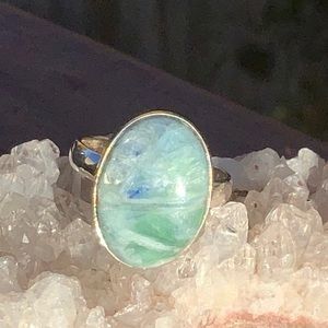 BOUTIQUE MERMAID KYANITE 925 STERLING SILVER RING, SIZE 8